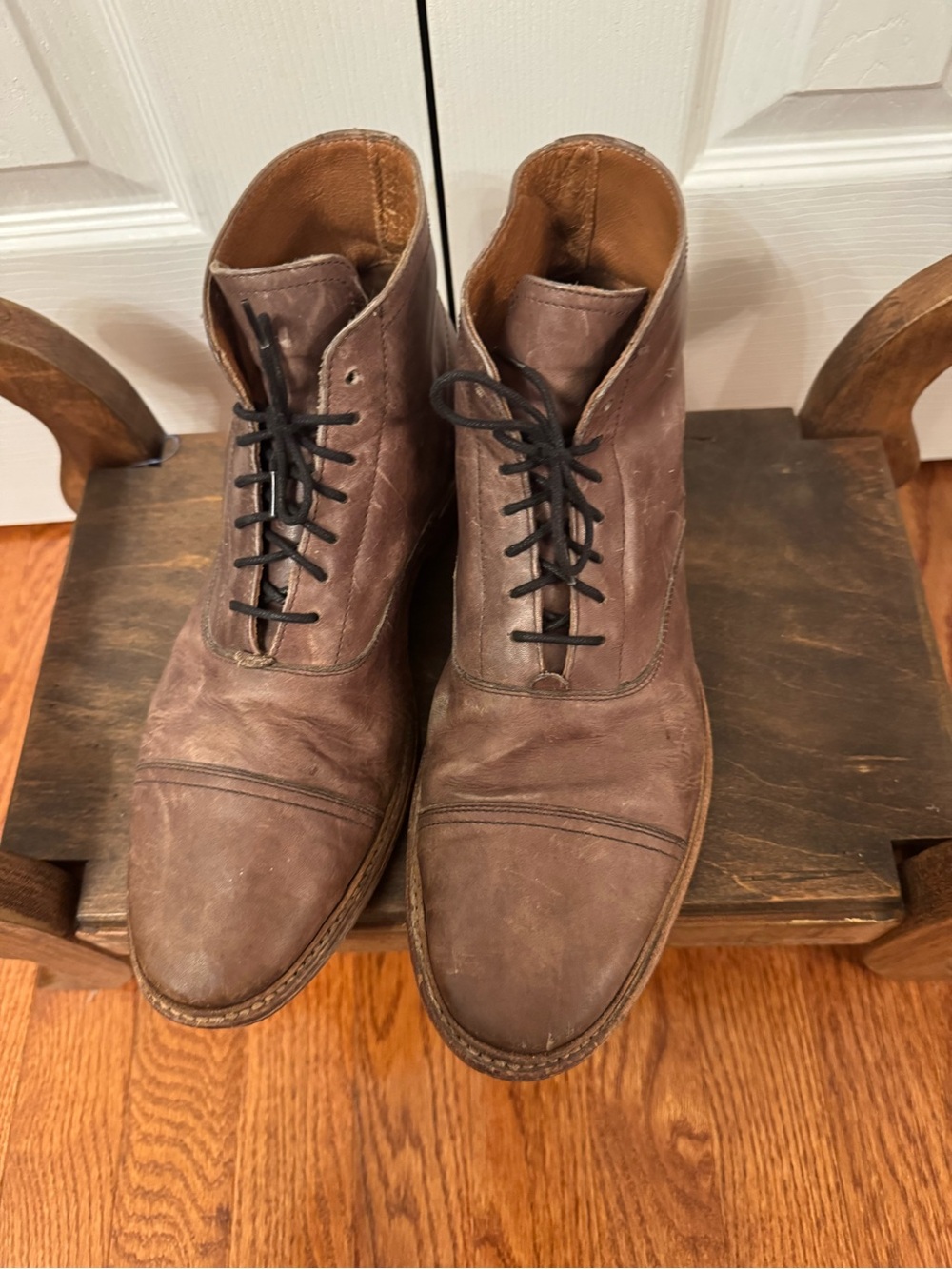 FRYE Paul Cap Toe Lace-Up Ankle Boots Brown Leather Men’s
